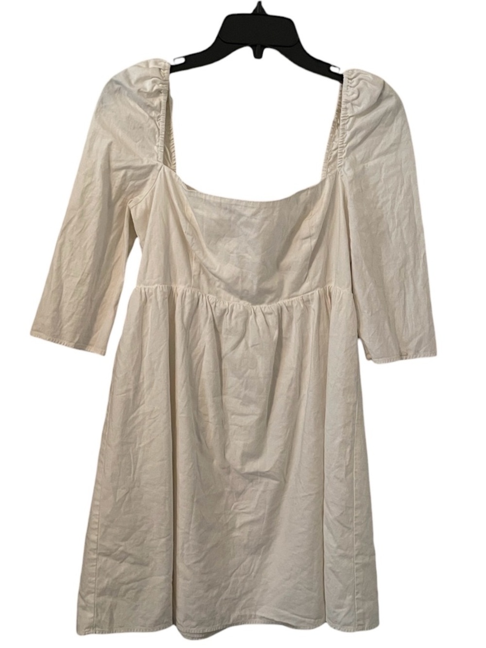 Reformation Women's Cream White Gibson Stretch Quarter Sleeve Mini Dress‎ Size 8